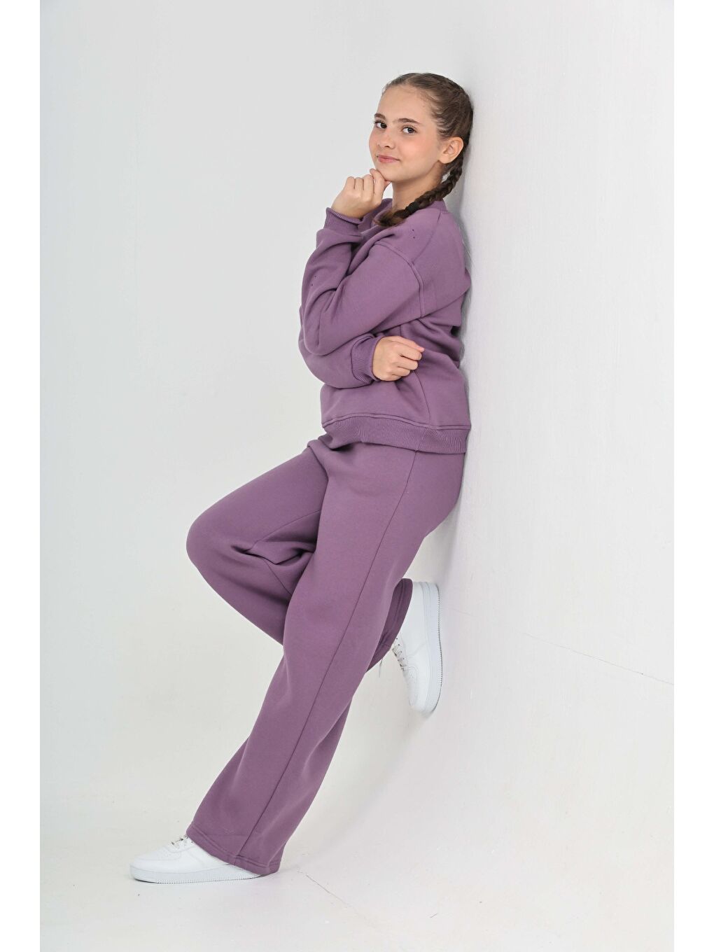 Mor Kız Çocuk Tonsürton Nakışlı Eşofman Takım-3