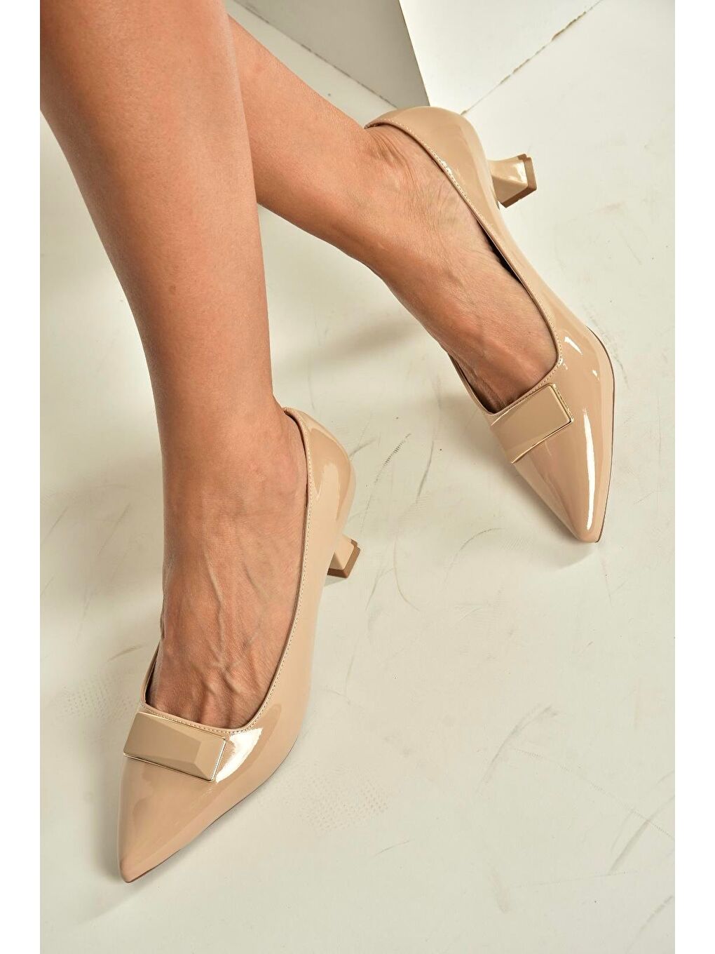 Bej Ten Kadın Topuklu Ayakkabı V250521108-2