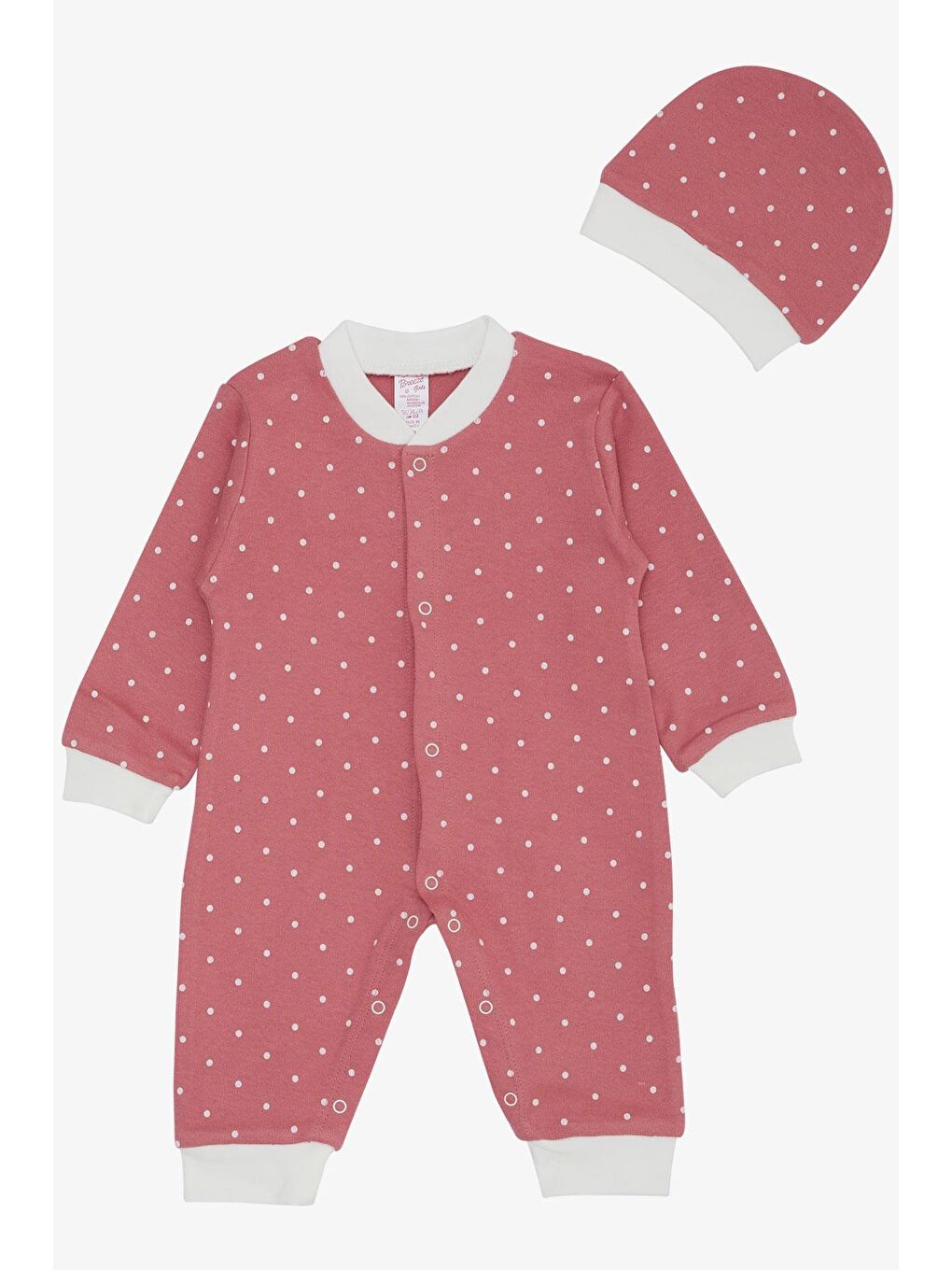 Pembe Kız Bebek Tulum Puantiyeli Gülkurusu (0-6 Ay)