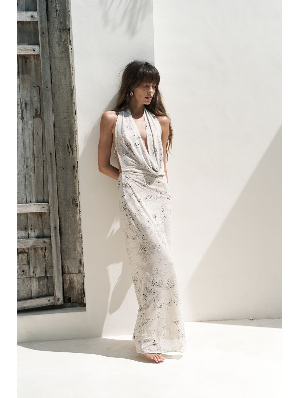 Galagher Degaje Bej Uzun Elbise-2