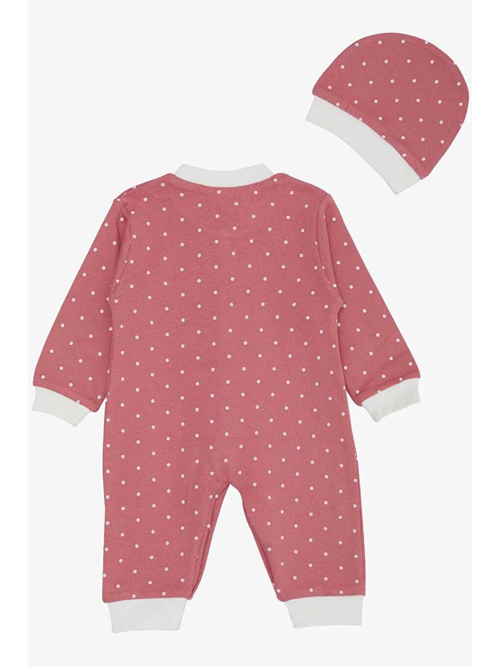 Pembe Kız Bebek Tulum Puantiyeli Gülkurusu (0-6 Ay)-1