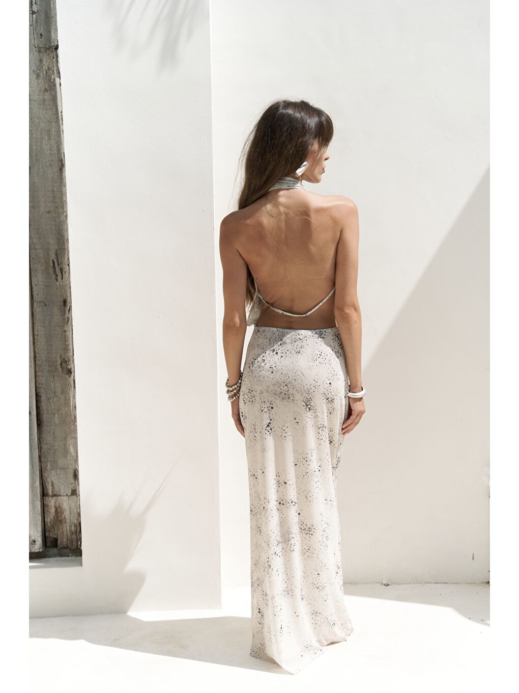 Galagher Degaje Bej Uzun Elbise-4