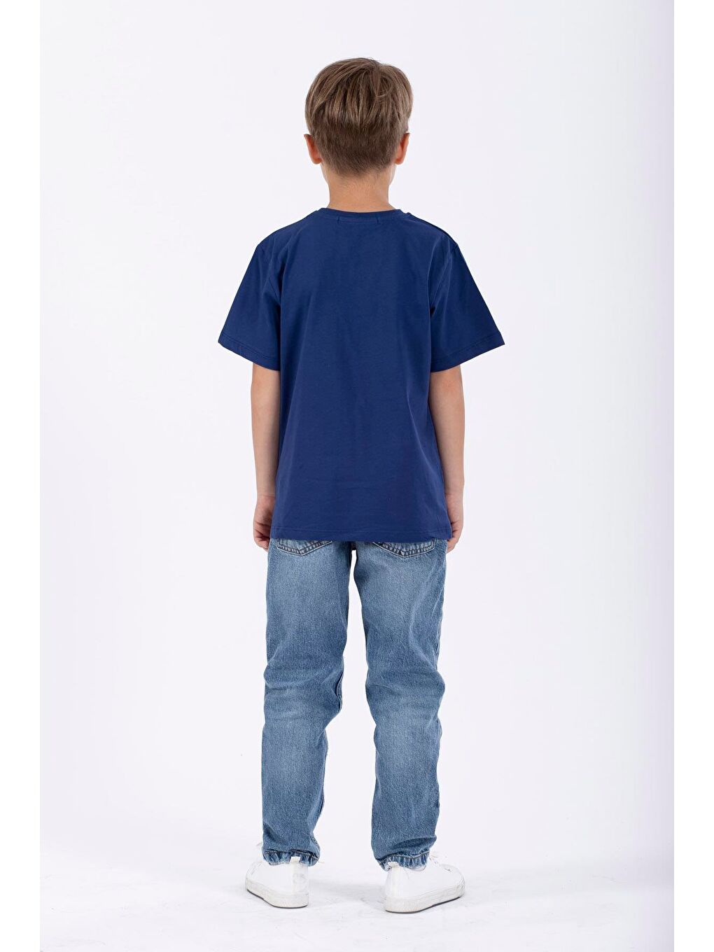 İndigo Bisiklet Yaka Balina Baskılı Erkek Çocuk Tişört-3