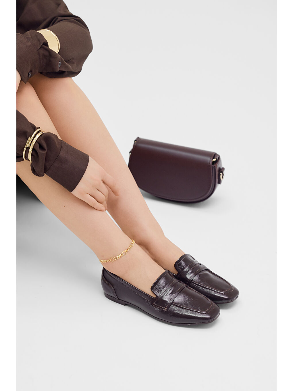 Kahverengi Kadın Kahve Rahat Kalıp Termo Taban Günlük Babet-1