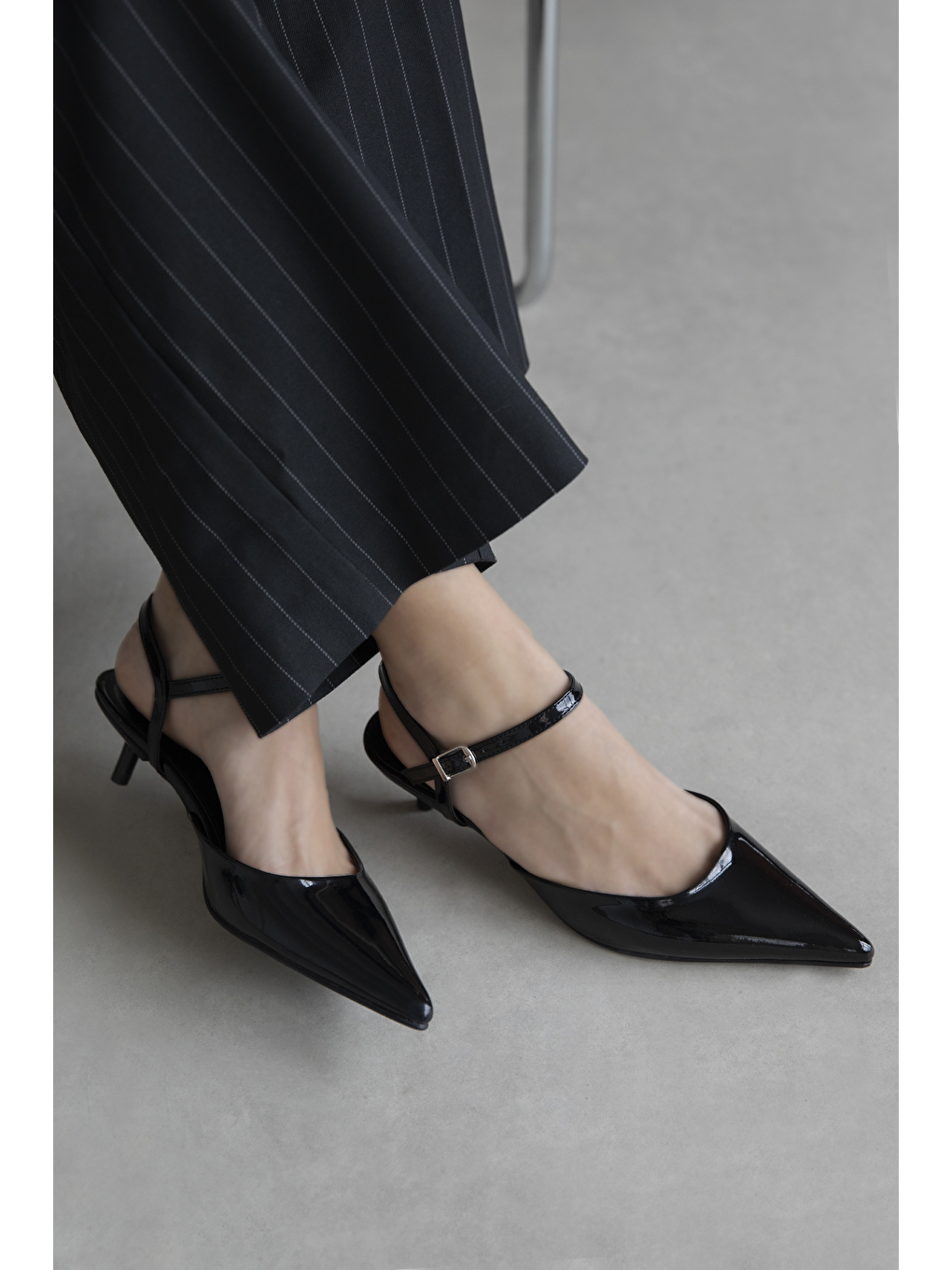 Melvin Kadın Topuklu Rugan Deri  Ayakkabı Siyah-1