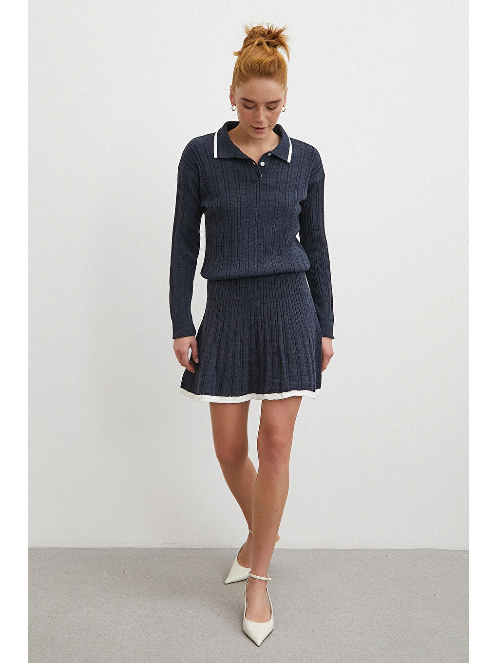 Polo Yaka Etekli Takım Lacivert