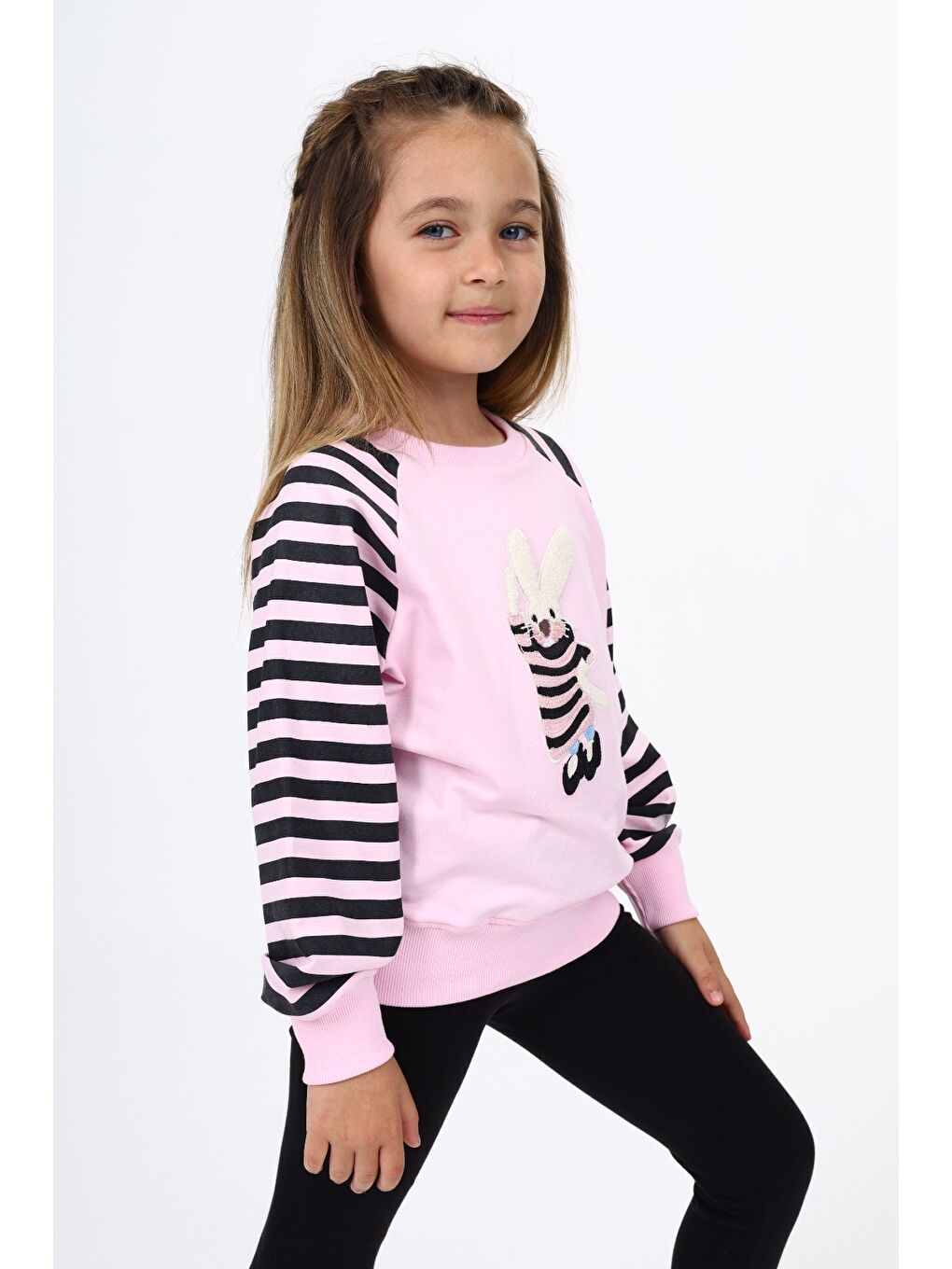Pembe Kız Çocuk Nakışlı Sweatshirt-2