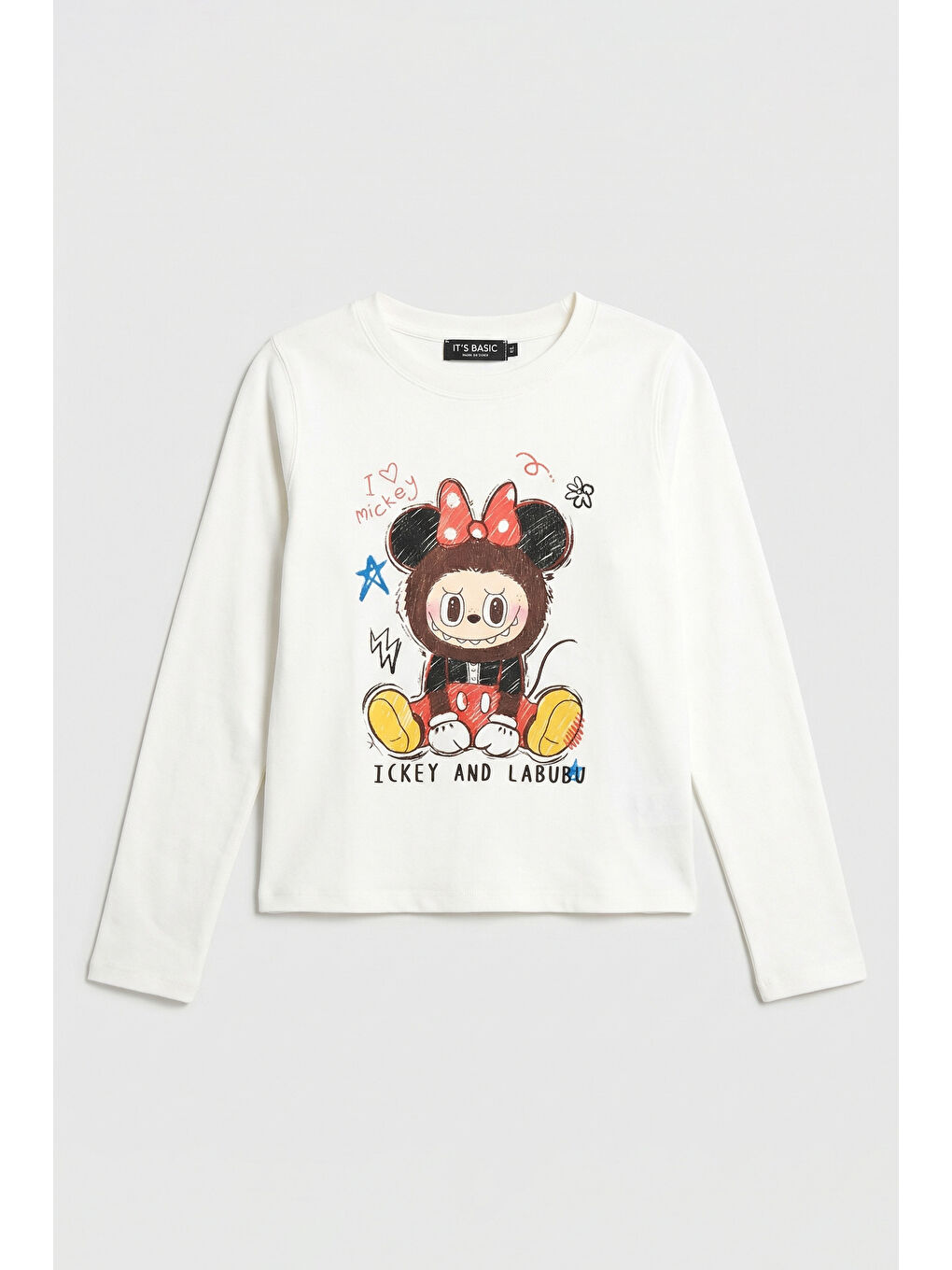 Kadın Kırık Beyaz w5 Baskı Desenli Sweatshirt-1