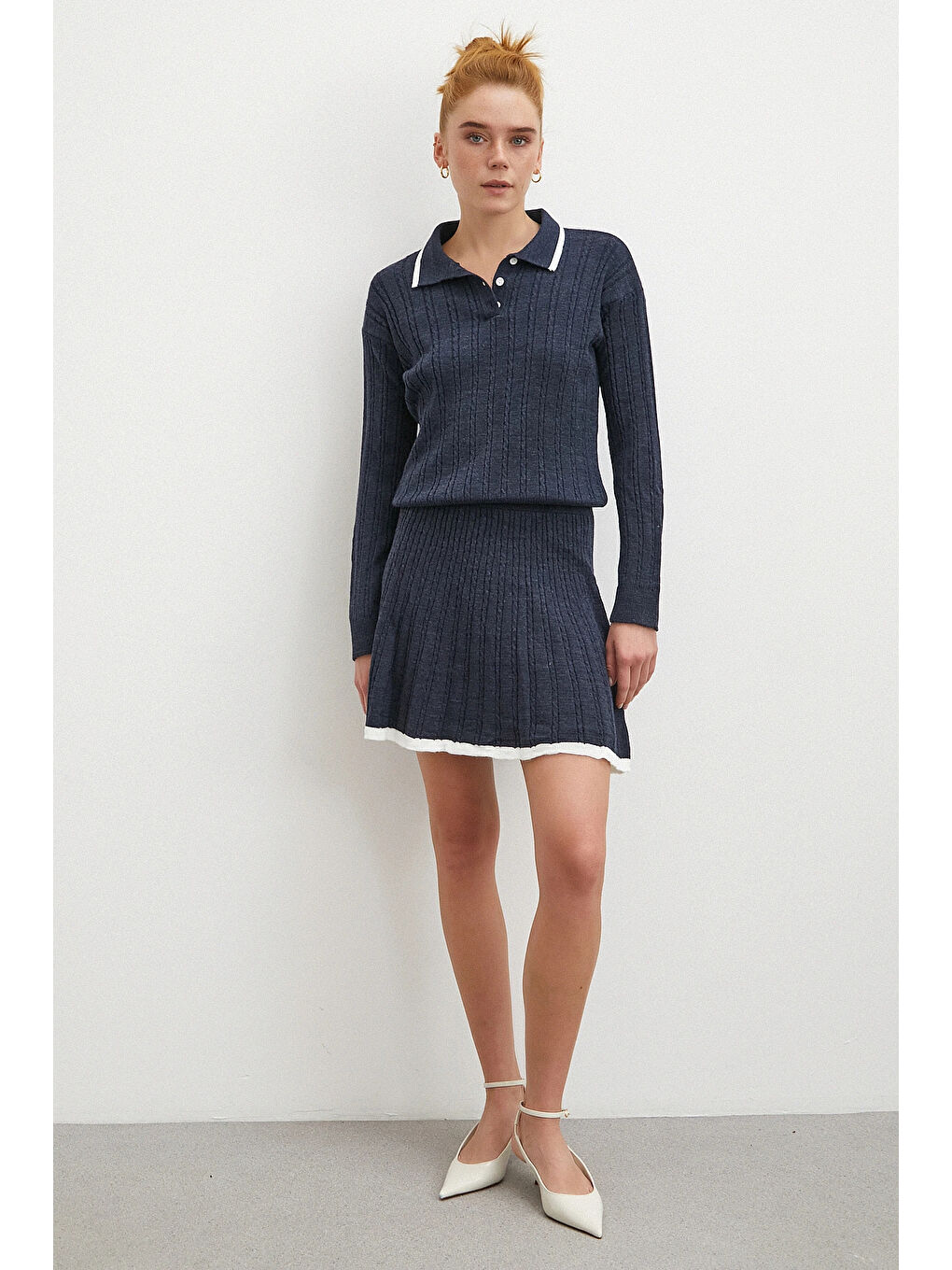 Polo Yaka Etekli Takım Lacivert-1