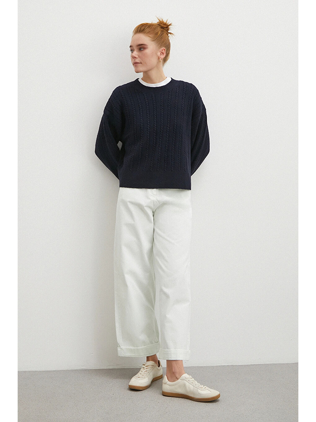 Bej Paçası Katlamalı Gabardin Pantolon Taş-2