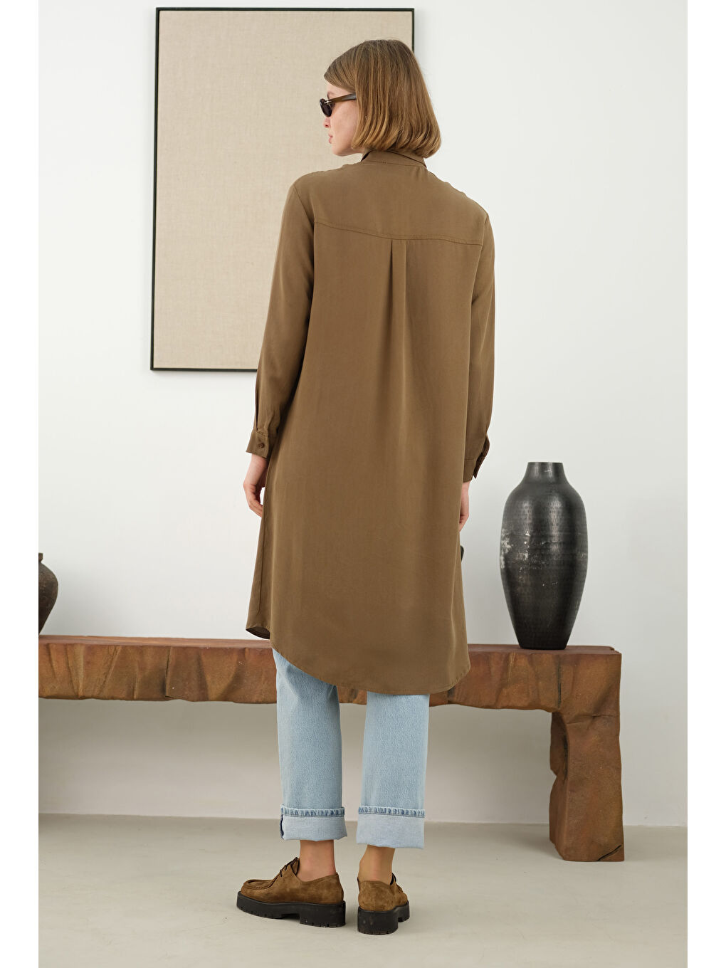 Kahverengi Robadan Cepli Gömlek Ceviz Kabuğu-1