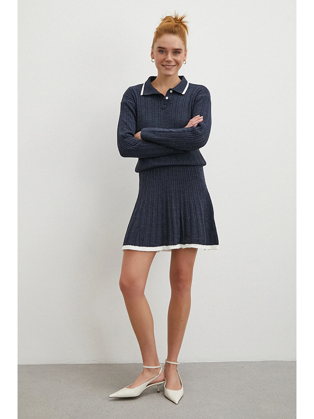 Polo Yaka Etekli Takım Lacivert-2