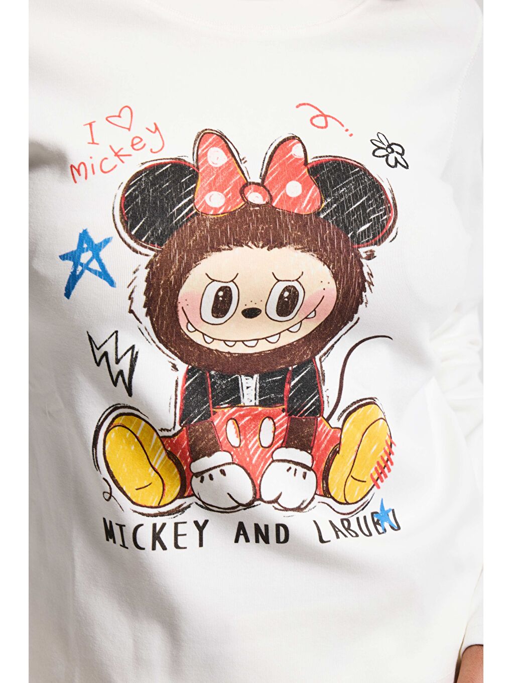 Kadın Kırık Beyaz w5 Baskı Desenli Sweatshirt-2