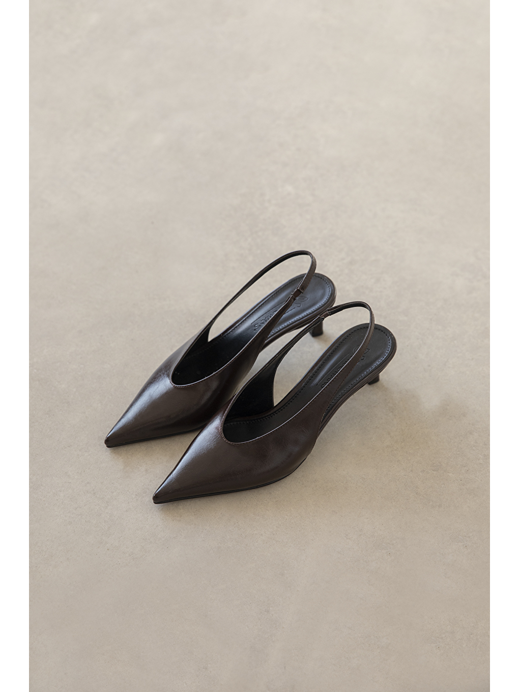 Kahverengi Alez Kadın Kırışık Deri Topuklu Ayakkabı Kahve-1