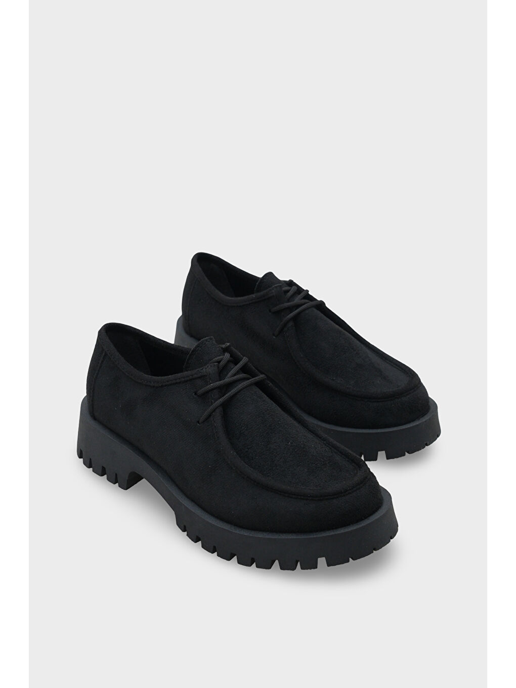 Siyah Shelly Trak Tabanlı Süet Kadın Loafer Ayakkabı-2