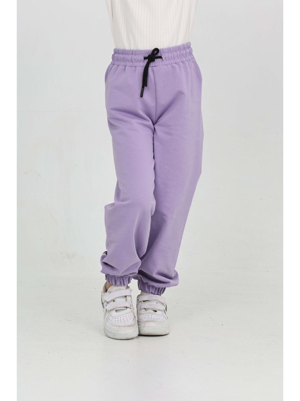 Lila Kız Çocuk Paça Ayı Baskılı Eşofman Alt-1