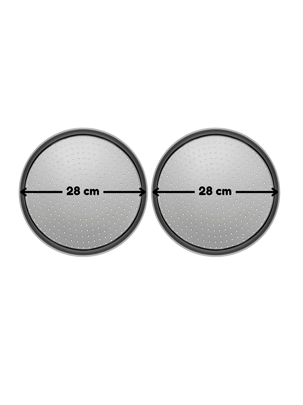 Gri Küçük Boy Delikli Pizza Tepsisi Lahmacun Pide Tepsisi 28 cm 2 Adet