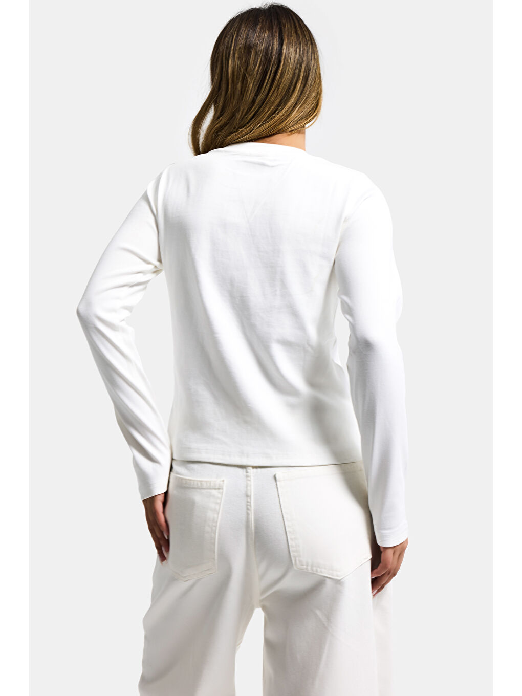 Kadın Kırık Beyaz w5 Baskı Desenli Sweatshirt-4