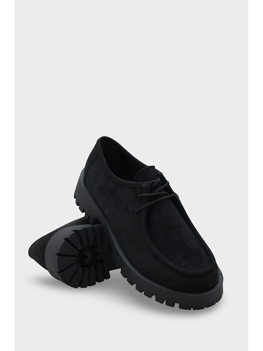 Siyah Shelly Trak Tabanlı Süet Kadın Loafer Ayakkabı-4