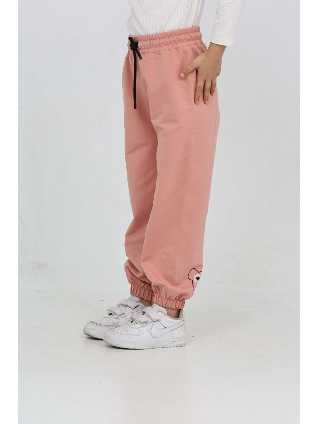 Mercan Kız Çocuk Paça Ayı Baskılı Eşofman Alt-3