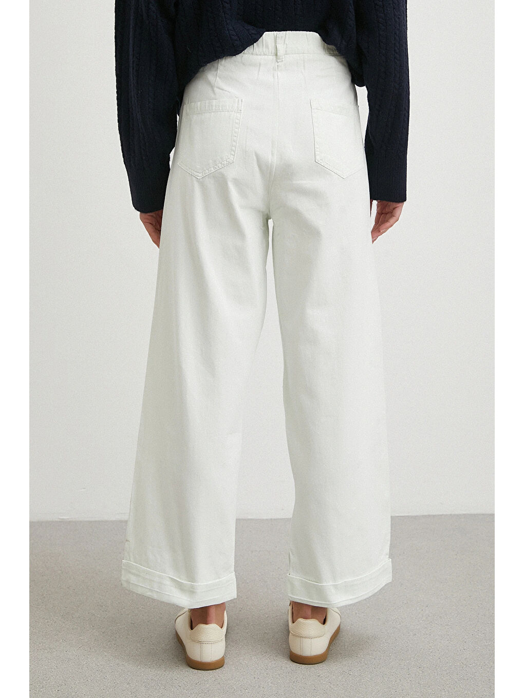 Bej Paçası Katlamalı Gabardin Pantolon Taş-5