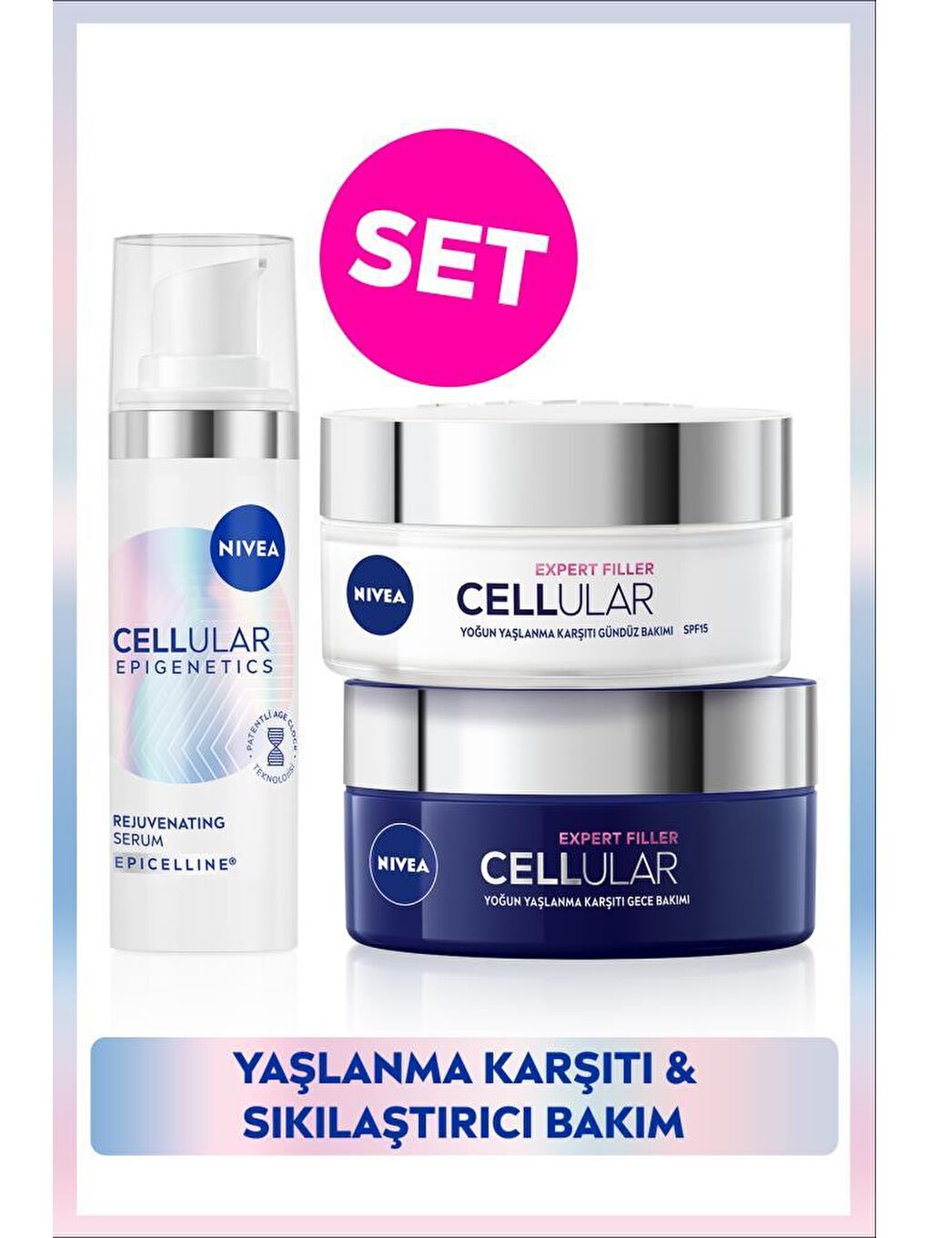 Cellular Epigenetics Rejuvenating Yaşlanma Karşıtı Cilt Serumu 30ml, Gündüz ve Gece Bakım Kremi 50ml