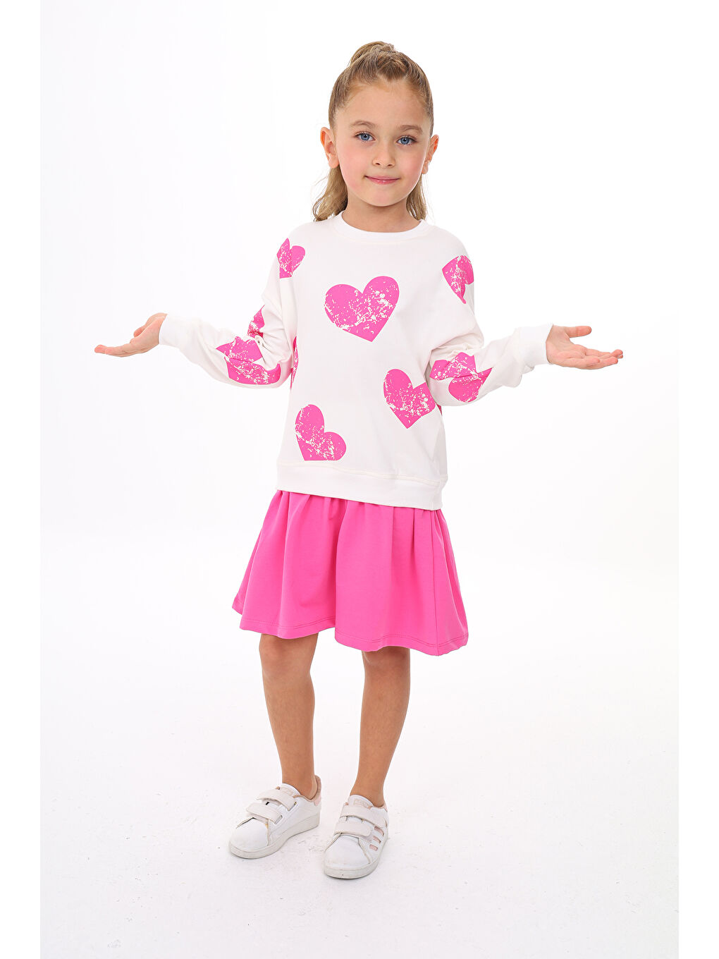 Fuşya Kız Çocuk Baskılı Elbise-2