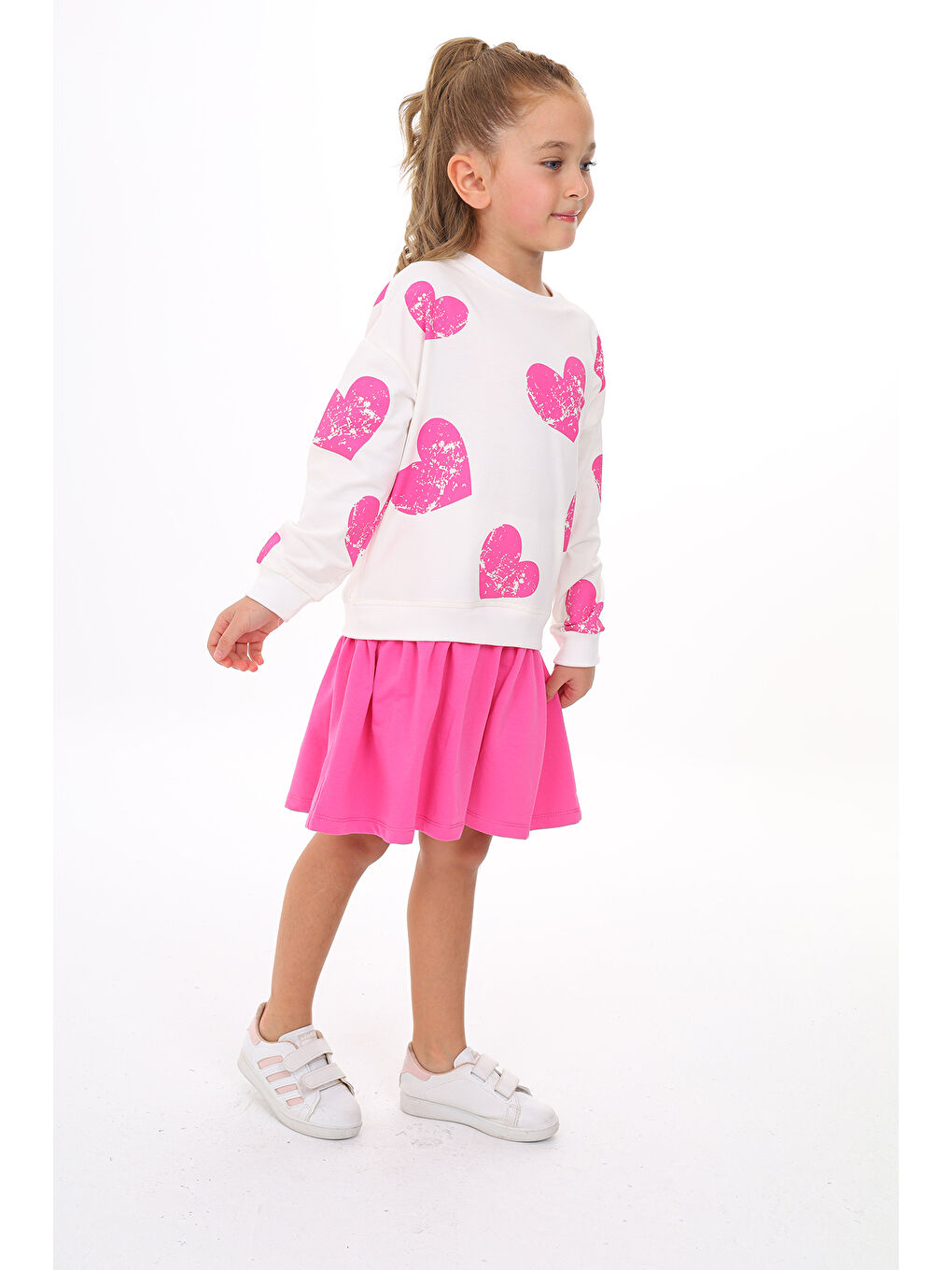 Fuşya Kız Çocuk Baskılı Elbise-4