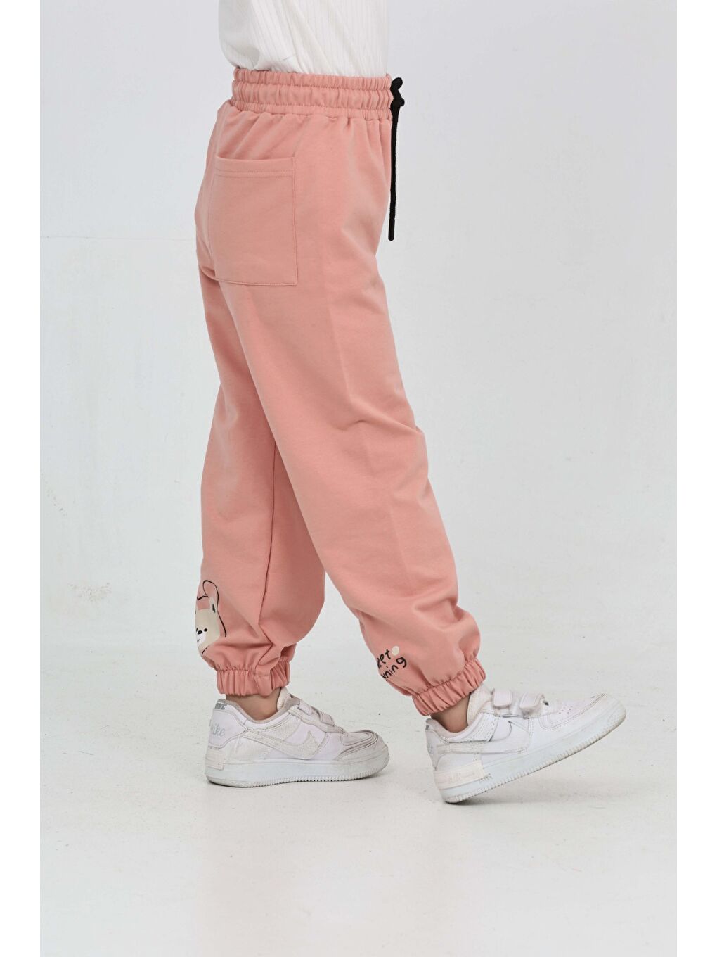 Mercan Kız Çocuk Paça Ayı Baskılı Eşofman Alt-5