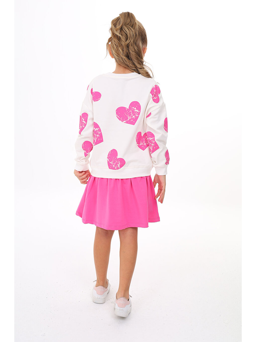 Fuşya Kız Çocuk Baskılı Elbise-5