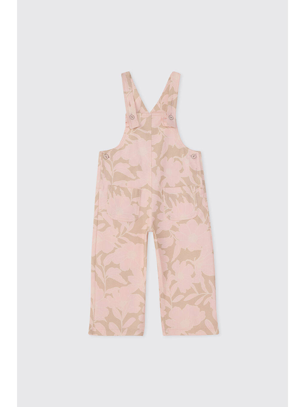 Kız Bebek Çiçek Desenli Pembe Salopet