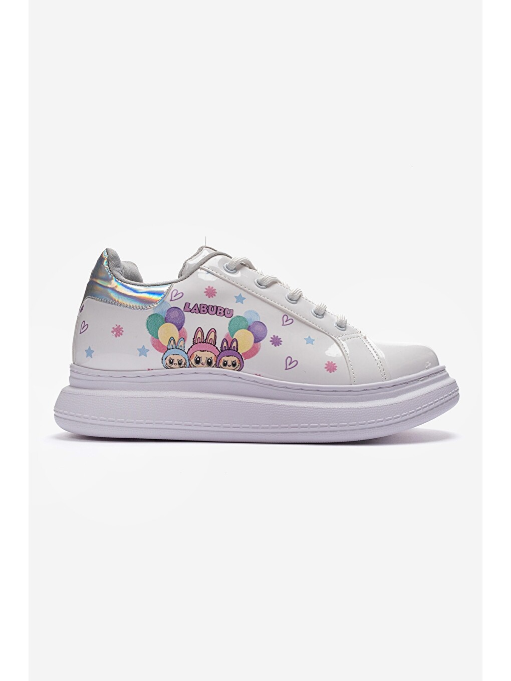 Kız Çocuk Beyaz Rugan Sneaker Ayakkabı-3