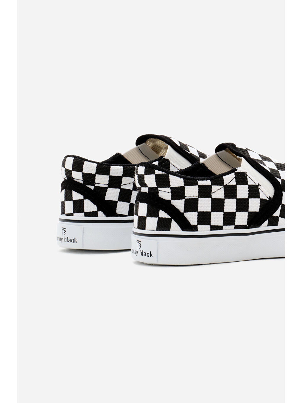 Çocuk Unisex Siyah Beyaz Kauçuk Taban Keten Lastikli Spor Ayakkabı-1