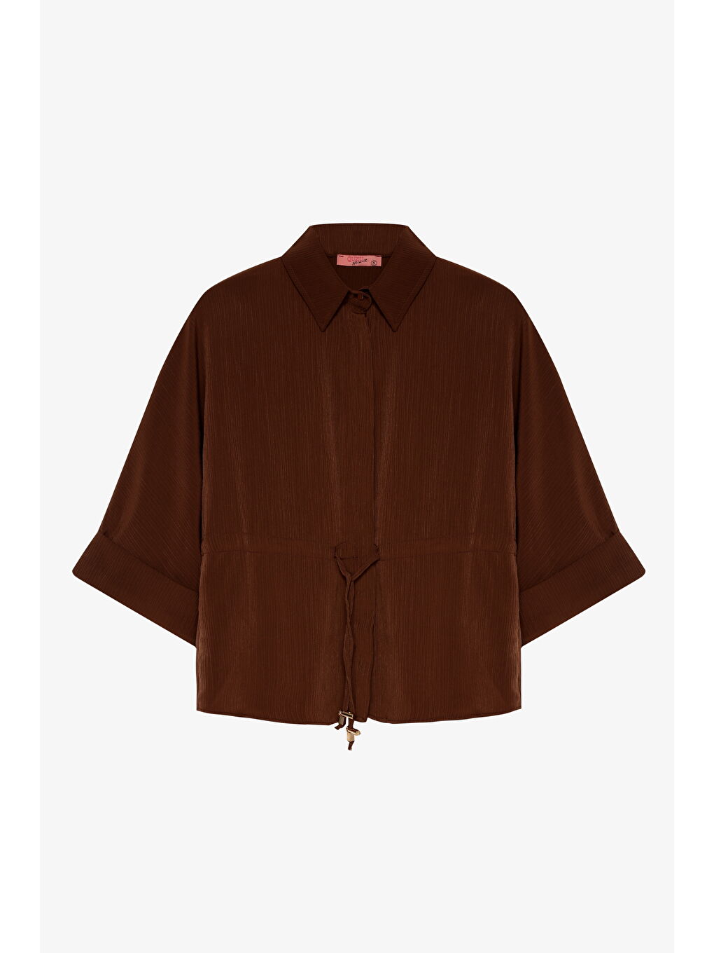 Beli Bağcıklı Manşet Kol Gömlek Kahverengi