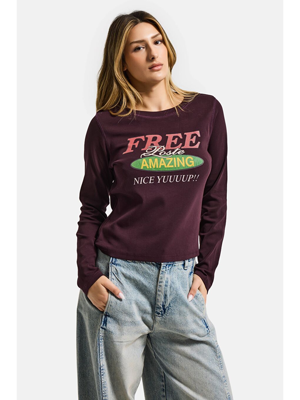 Kahverengi Kadın Kahve Bordo w5 Free Amazing Baskılı Tasarım Sweatshirt-3
