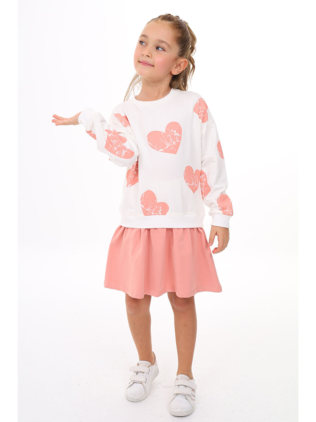 Mercan Kız Çocuk Baskılı Elbise-2