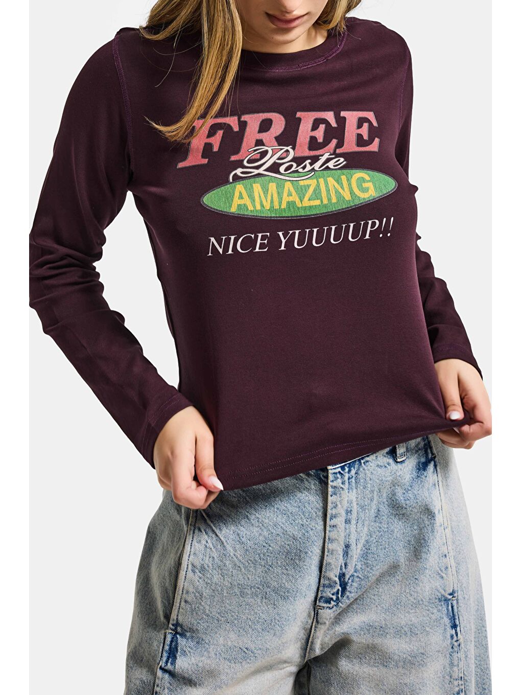 Kahverengi Kadın Kahve Bordo w5 Free Amazing Baskılı Tasarım Sweatshirt-4