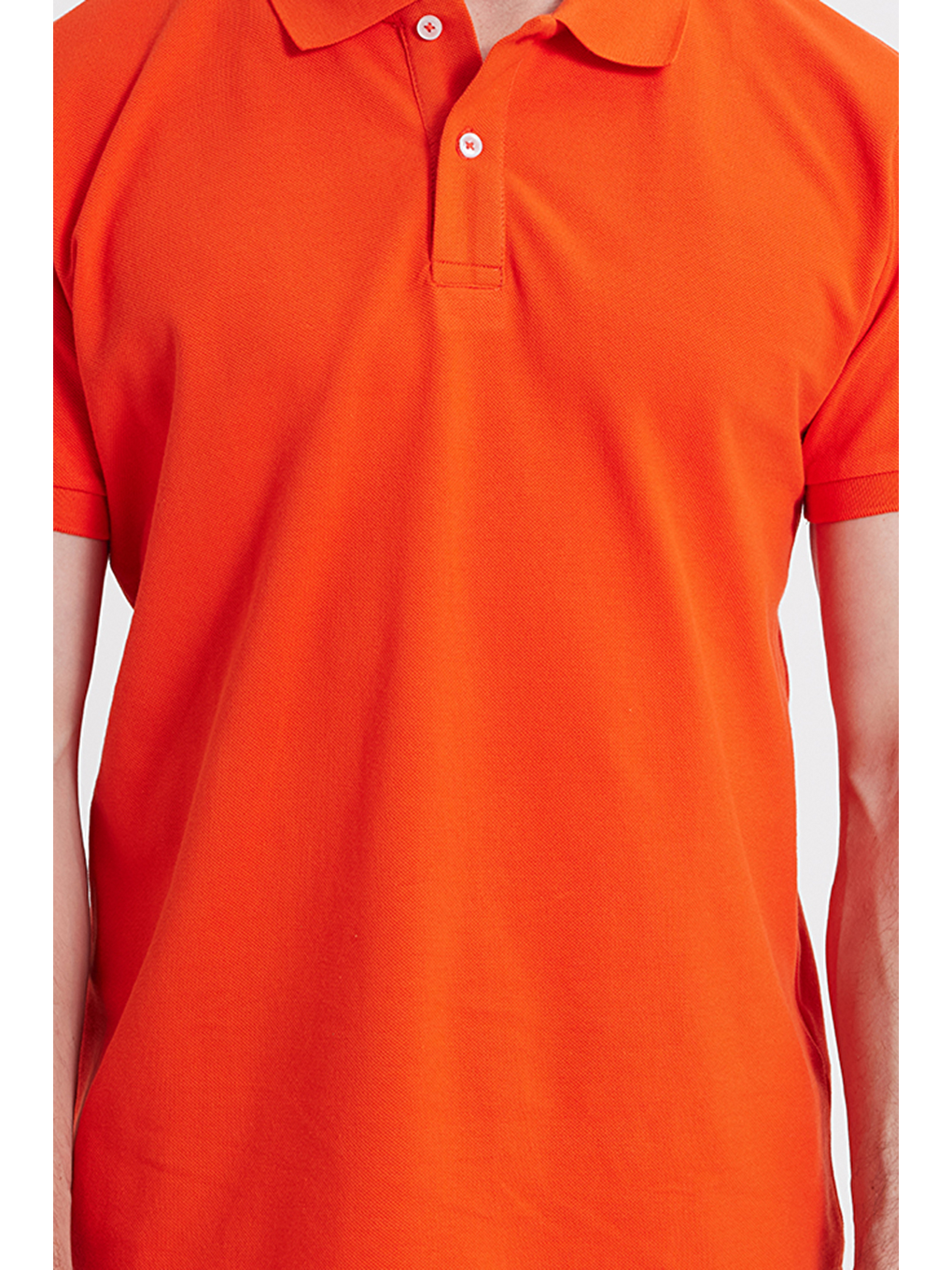 Erkek Slim Fit Dar Kesim %100 Pamuk Kısa Kollu Polo Yaka Turuncu Tişört-3