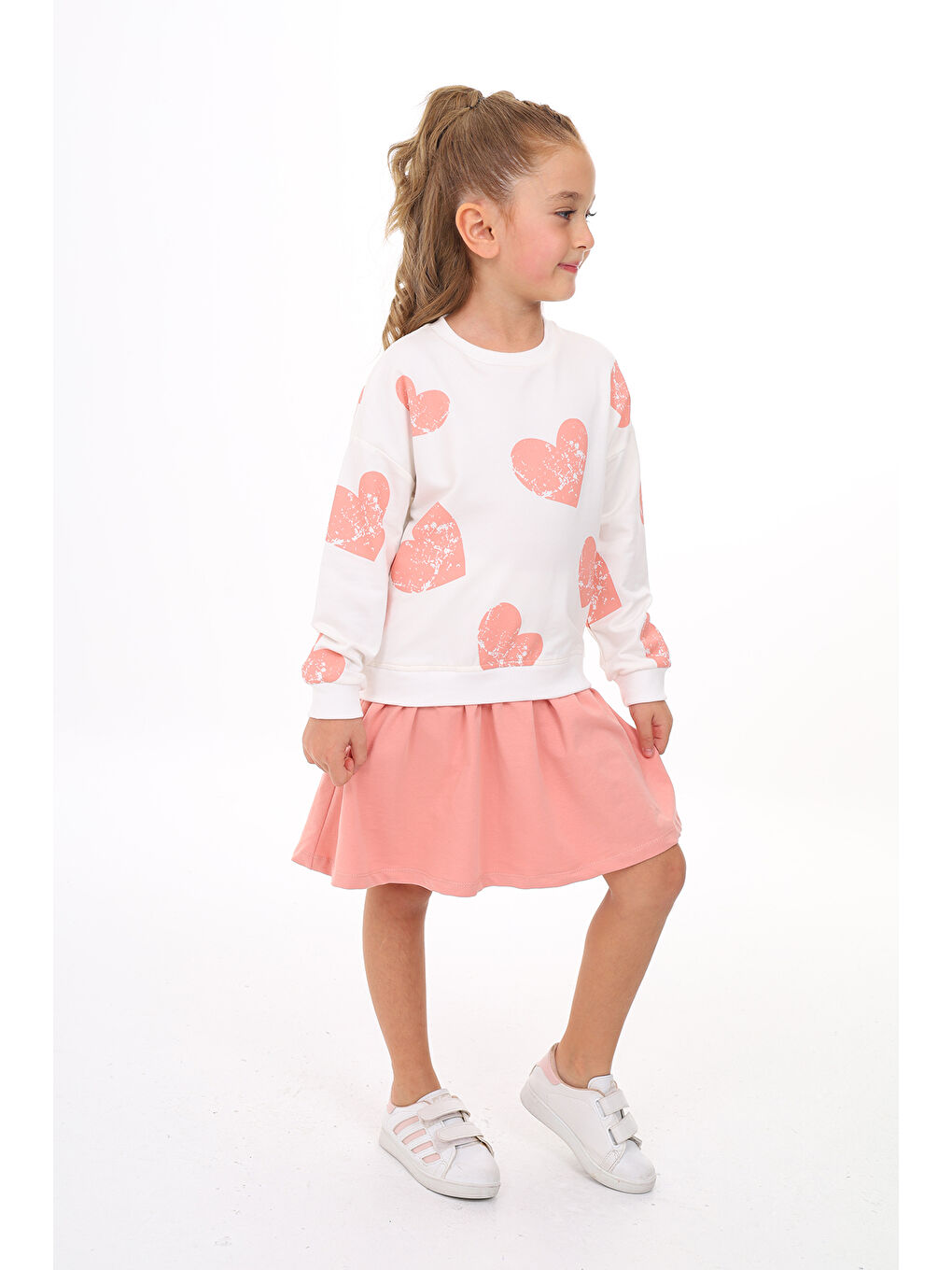 Mercan Kız Çocuk Baskılı Elbise-4