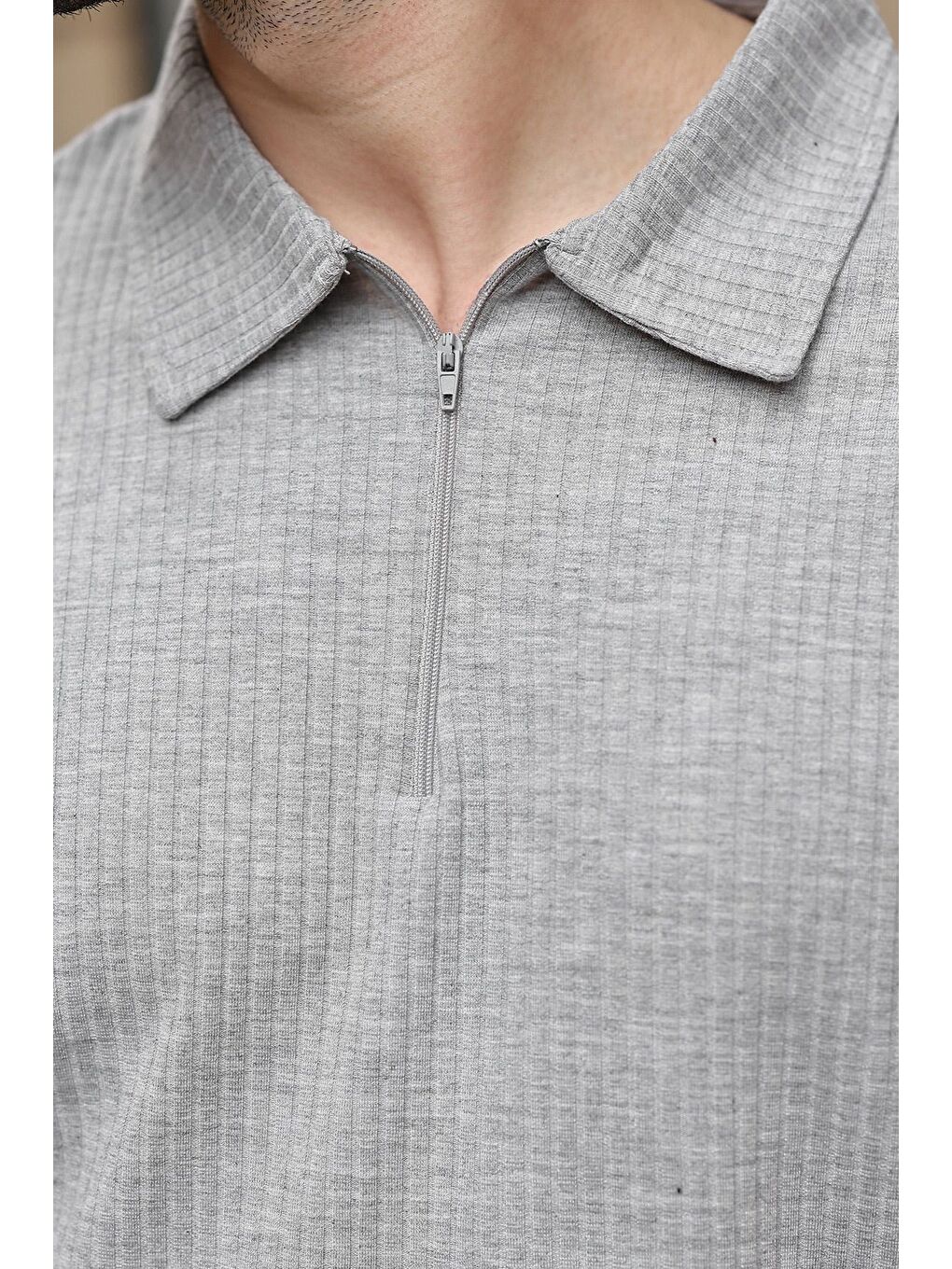 Gri Polo Yaka T-Shirt Şort Takım E7363-3