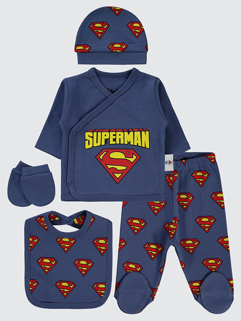 Civil Indigo Superman Erkek Bebek Zıbın Takımları İndigo