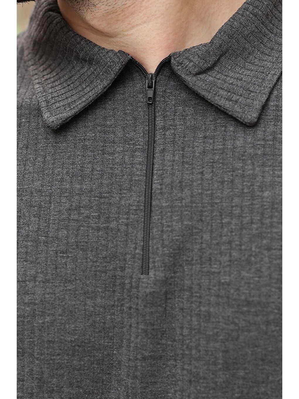 Antrasit Polo Yaka T-Shirt Şort Takım E7363-2