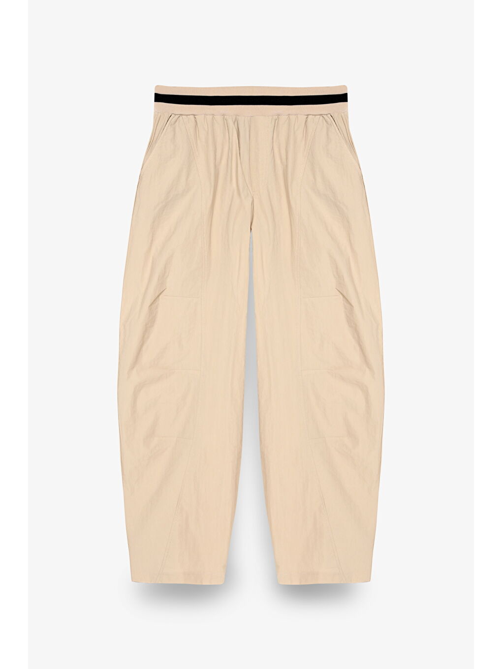 Beli Ribanalı Paraşüt Pantolon Bej