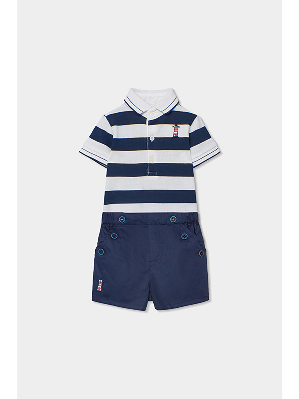Çizgili Polo Yaka 2li Takım 6-24 Ay Lacivert
