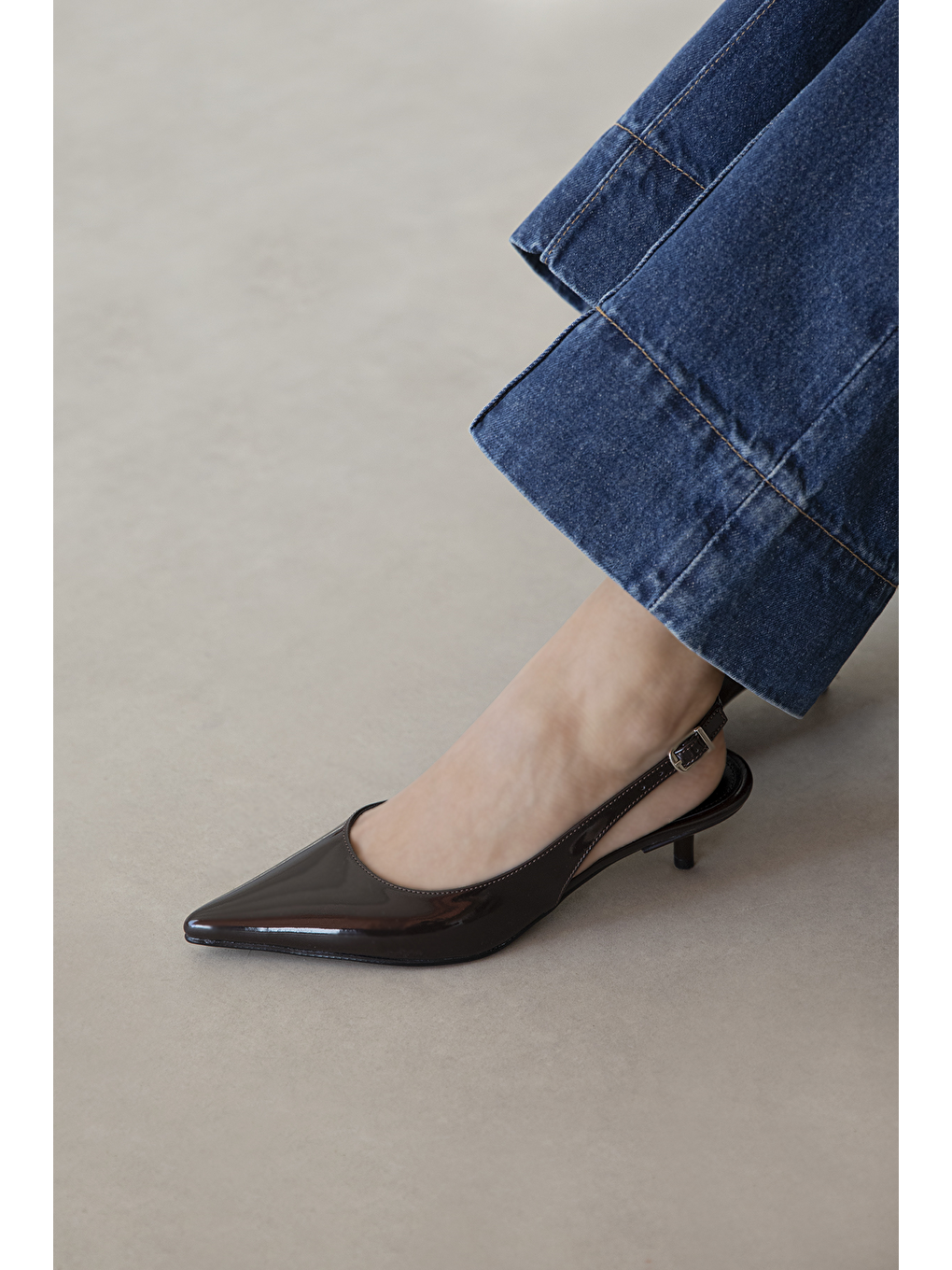 Kahverengi Cuesta  Kadın Topuklu Rugan  Ayakkabı Kahve-1