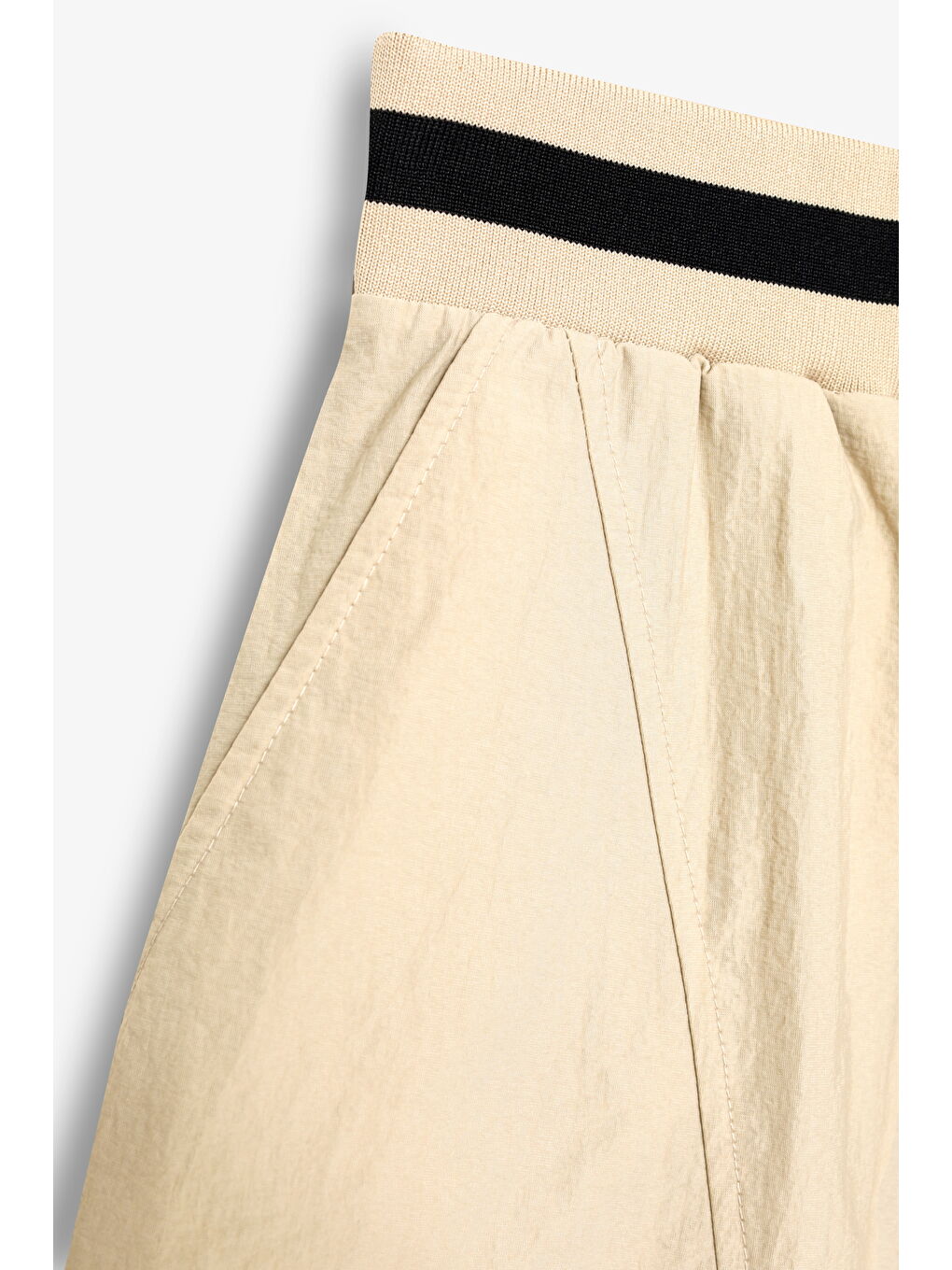 Beli Ribanalı Paraşüt Pantolon Bej-1