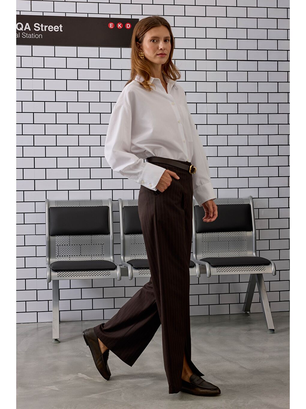 Kahverengi Yırtmaç Detaylı Pantolon Acı Kahve-2