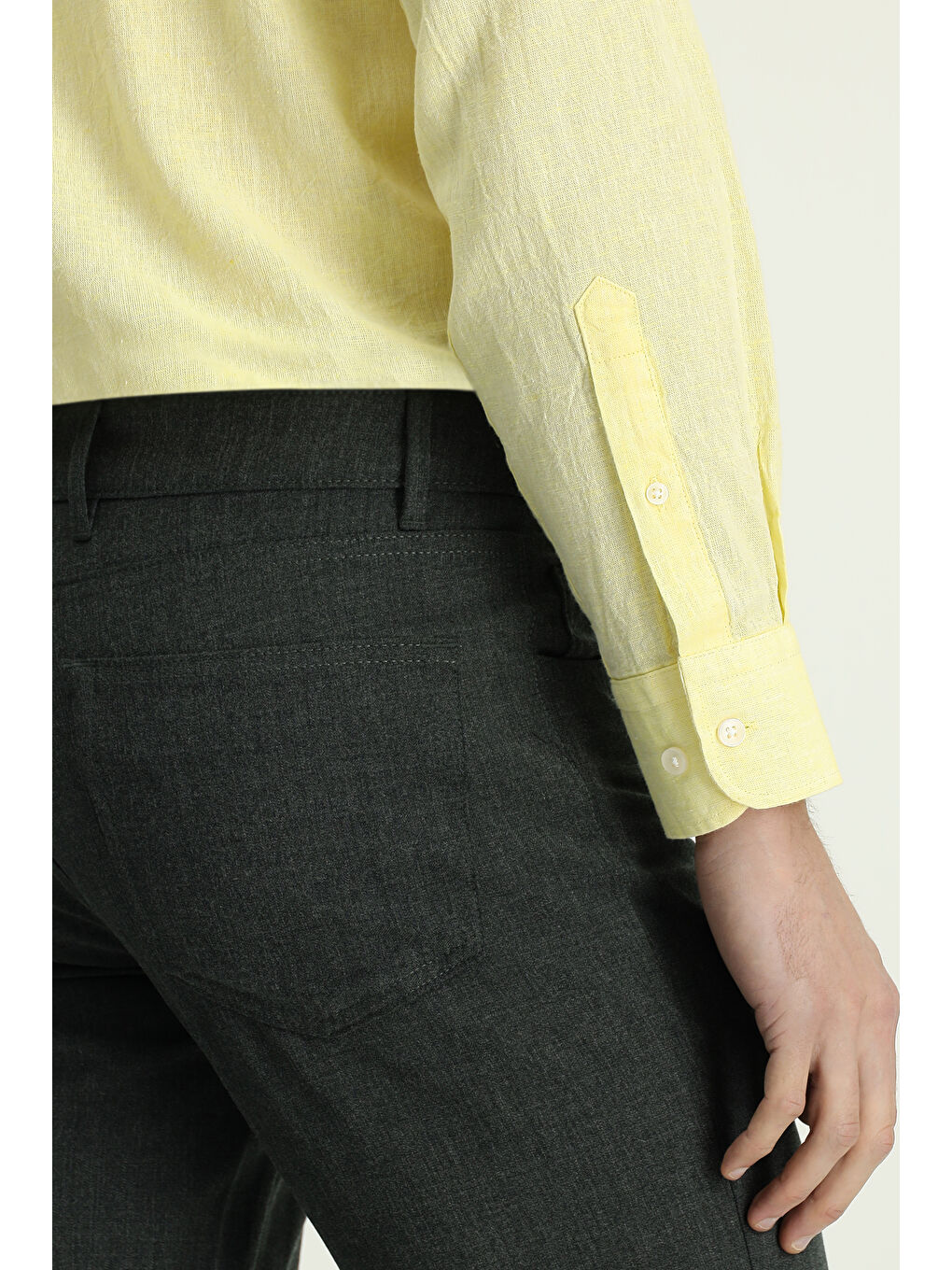 Yeşil Slim Fit Dar Kesim Yünlü Klasik Kumaş Pantolon-5