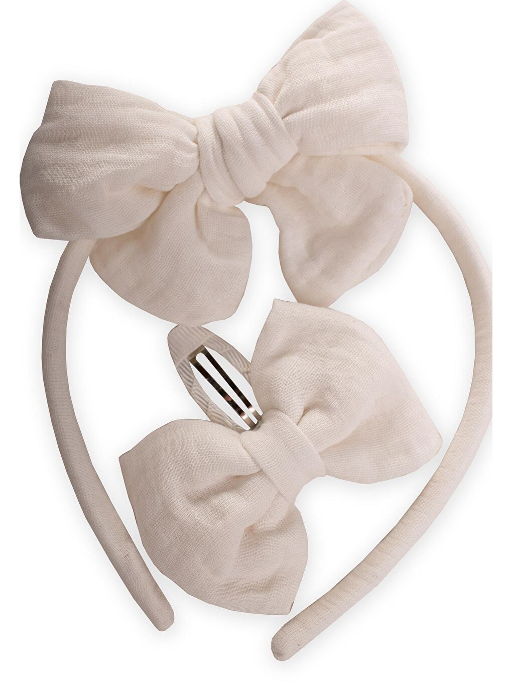 Beyaz Taçlı Toka Seti Ekru-1