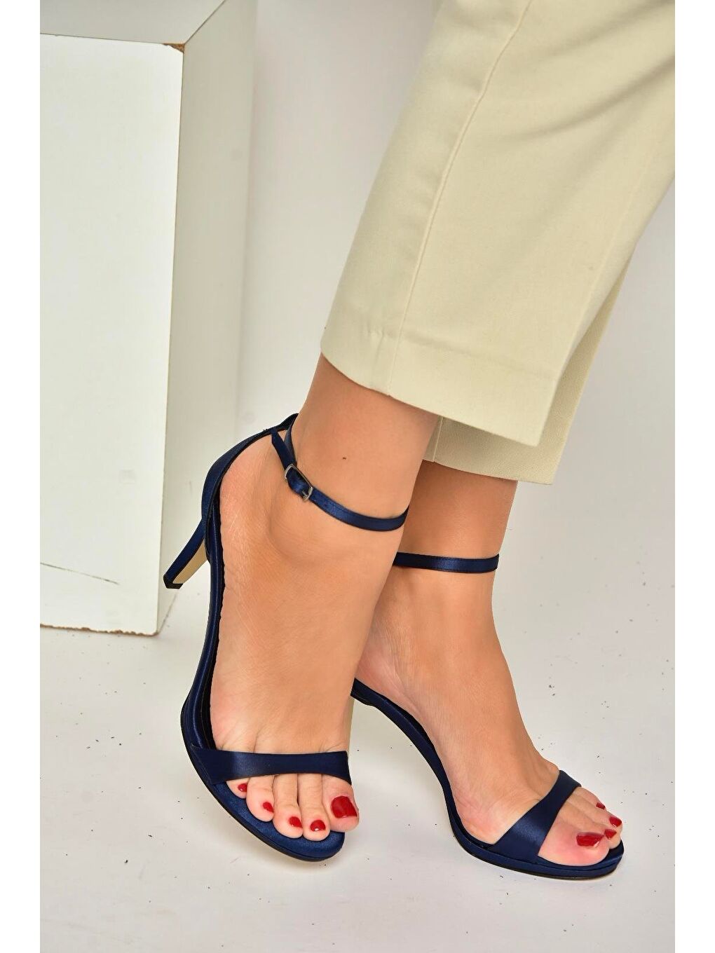 Lacivert Kadın Topuklu Ayakkabı Y569716904-2